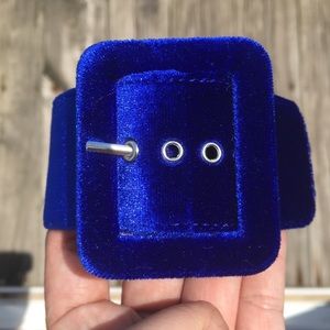 Set of 2 Blue Velvet Ankle Cuff Belt